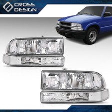 Headlights Bumper Lamps Fit For Chevy S10/Blazer Clear Chrome White Corner 98-04
