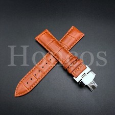 GENUINE LEATHER ALLIGATOR STRAP BROWN 20mm LINED FITS FOR ROLEX GOLD BUCKLE