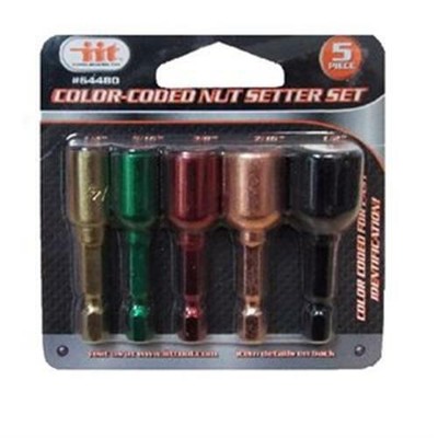 IIT 5pc Magnetic Nut Drivers Color Coded 1/4" Hex Chuck Drill Bits Set ...