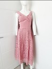 Oasis Pink Bardot Lace Overlay Lined Dress Party Wedding Guest Size 16 Stunning