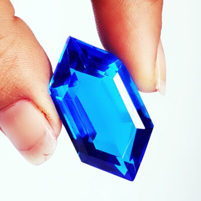 Blue Topaz Transparent Loose Gemstone Certified Lab Created