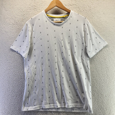 Denim Flower Ricky Singh Shirt Womens Large White Anchor Short Sleeve  Pullover