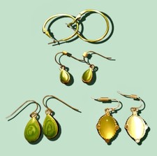 Lot 4 pairs green earrings, silver tone. Ireland St.Patrick's Day