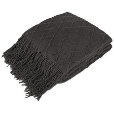 Decorative Fringe Throw Blanket for Couch Bed Sofa Soft Texture Knitted Blanket