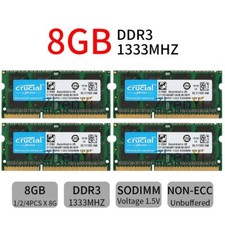 Crucial 32GB 16GB 8GB DDR3 1333MHz PC3-10600S 2Rx8 SODIMM Laptop Memory Lot AH