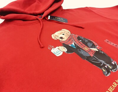 Polo Ralph Lauren Cocoa Businessman CEO Bear Fleece Pullover Sweatshirt Hoodie