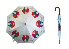 Soake Emily Smith Percy Penelope Parrot Print Large Walk Stick Umbrella Brolley