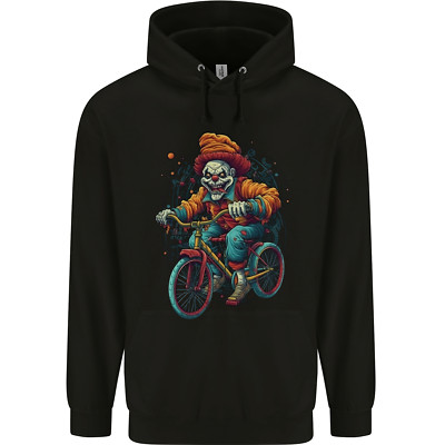Dämonischer Clown auf dem Fahrrad Radfahren Halloween Herren 80% Baumwolle Hoodie