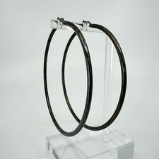 Large 2.5  Round Sterling Silver Hoop Earrings Italy Oxidized Vintage 8.7g