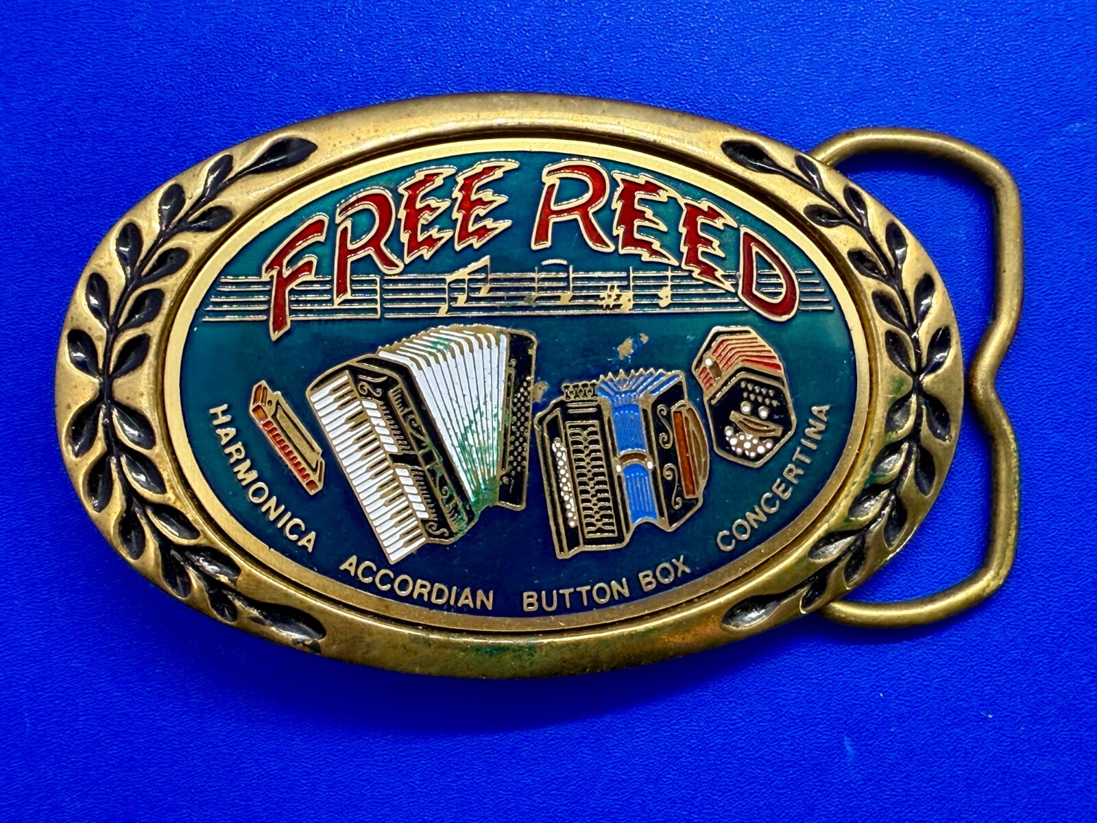 Free Reed Instruments Harmonica Accordion Button Box Concertina Belt Buckle 