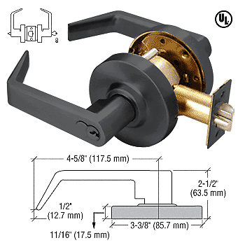 CRL D62ENTMBL Matte Black Grade 1 Lever Locksets Entrance 7pin SFIC - Picture 2 of 3
