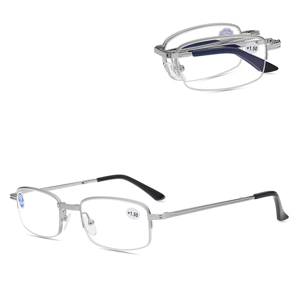 Foldable Reading Glasses Half Rim Readers Rectangle Metal