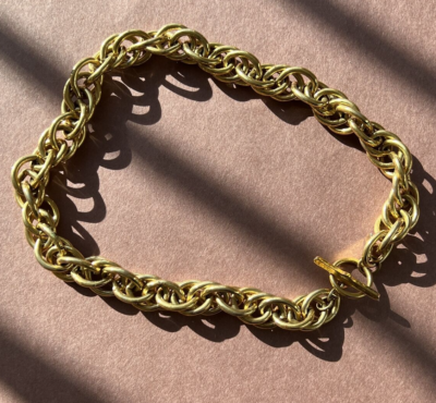 Signed Anne Klein Choker Gold Tone Chunky Links Necklace | eBay