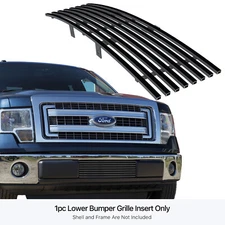 Fits 2009-2014 Ford F-150 Lower Bumper Stainless Black Billet Grill Insert