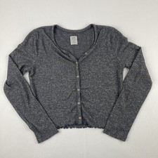 Gap Kids Sweater Girls Large 10 Gray Button Up Long Sleeve