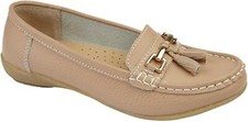 Jo & Joe Ladies Leather Nautical Loafers Slip-on Shoes Cushioned Insole UK 3-9
