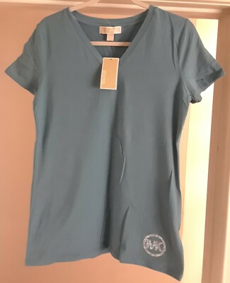 NWTS LADIES MICHAEL KORS COOL BLUE PULL OVER TOP PICK SIZE S OR M  MSRP 69.50