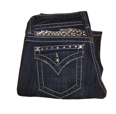 MMIC ♥ Tread Jeans /追跡付 Miss Me JP5011-4R Boot Cut Rhinestone Angel Wing Jeans SZ 26