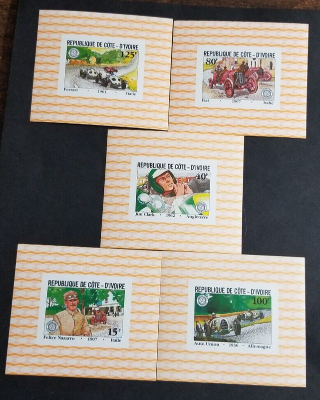 Ivory Coast-Unlisted imperf souvenir sheets of Auto Racing X 4 sets