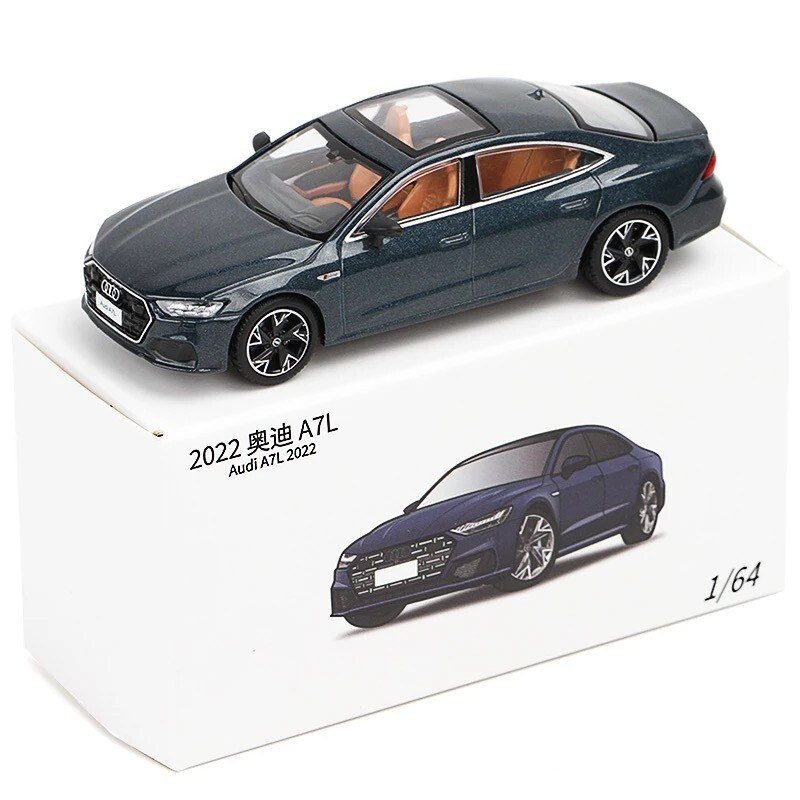 JKM 1:64 2022 Audi A7L Sedan Sports Diecast Model Car Vehicle Toy Collection