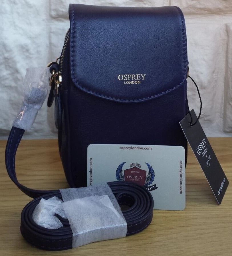 BNWT OSPREY LONDON LOTTIE LARGE PURPLE LEATHER PHONE X BODY BAG