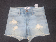 Abercrombie Kids High-rise Shortie Shorts Youth Girls Size 11/12 Blue Adjustable