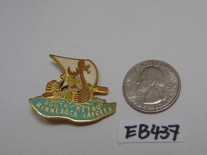 Vintage Jaycees Enameled Lapel Pin 1970's Minnesota Viking Ship Boat