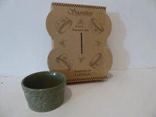 Signature Housewares (4) Ramekins Green Stoneware, Home Grown, NIB   (S9