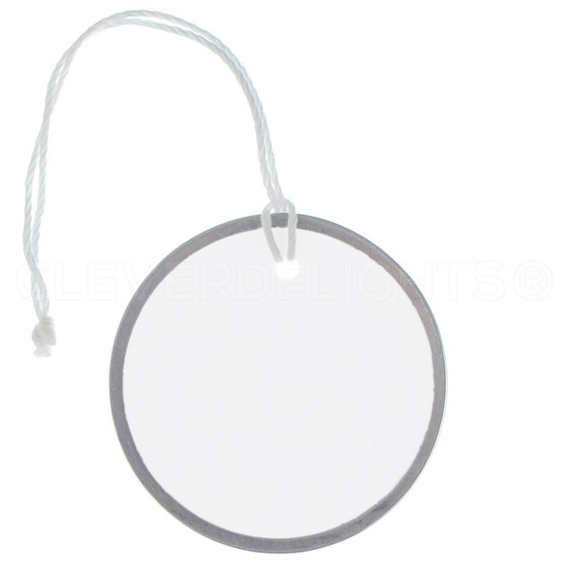 Metal Rim Key Tags 2.25" Diameter ID Tag With Strings White 50