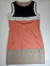 Eliza J. Dress Womens Size 6 Navy Cream Coral Colorblock Wedding Guest Dress