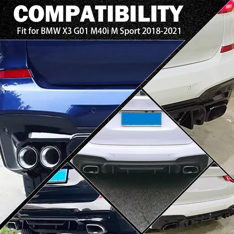 Gloss Black Rear Diffuser Lip For 2018-2021 BMW G01 X3 M40i M-Sport – Karpal Direct Replacement
