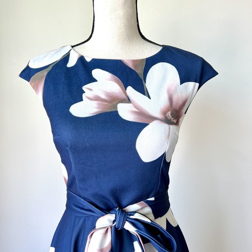 DRESS TELLS Floral Tea Length Cap Sleeve Retro Swing Dress—SZ. XS - Picture 2 of 15