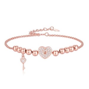 Authentic Design Love Heart Rose Gold Plated Bracelet Women's Jewelry