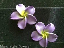 Hawaiian Plumeria Flower Fimo Fashion Jewelry Stud Post Earring PURPLE 1.5" 38mm