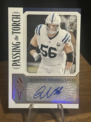 2019 PANINI PASSING THE TORCH Quenton Nelson/Jeff Saturday DUAL AUTO /15 COLTS