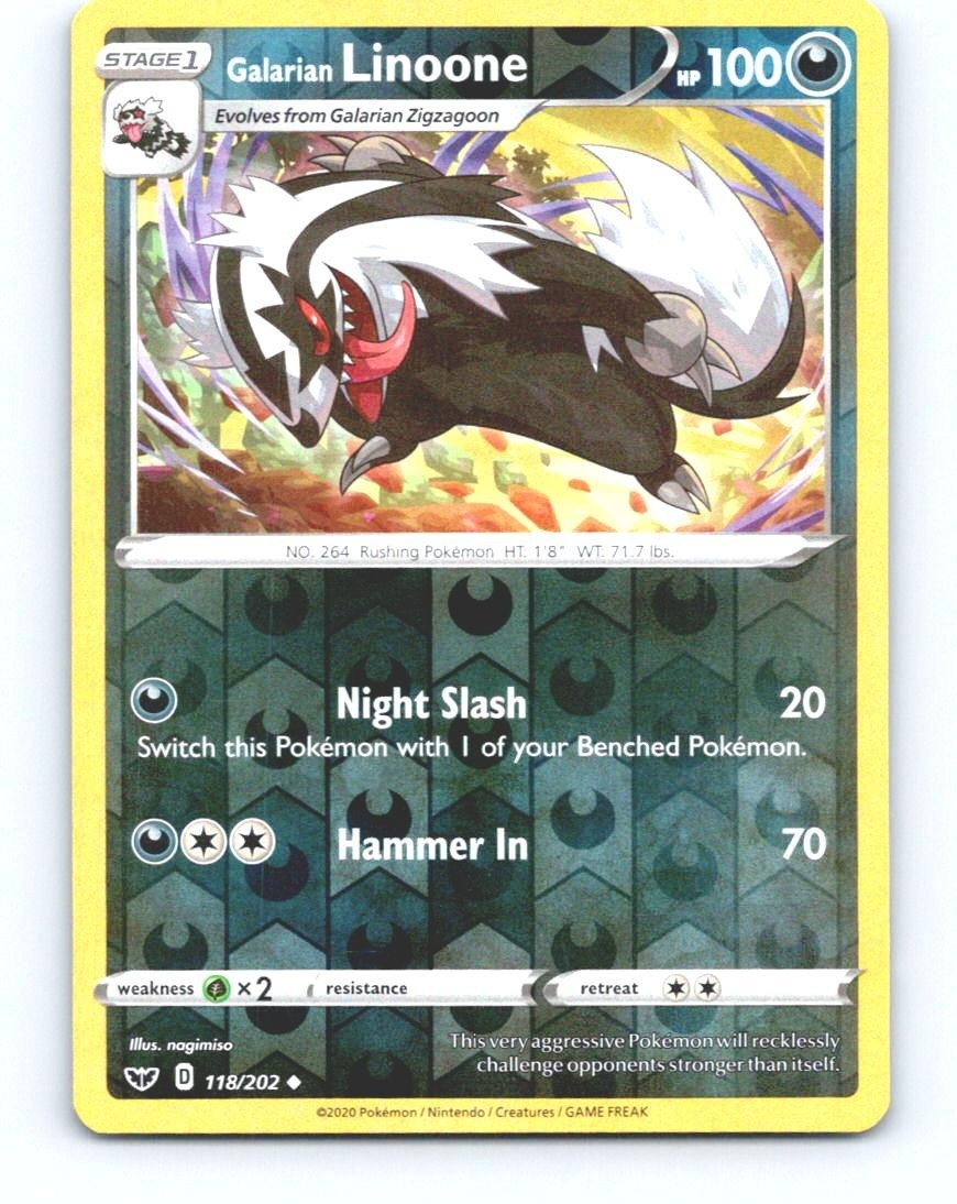 Galarian Linoone 118/202 Uncommon Sword & Shield Pokemon Reverse Holo Near Mint