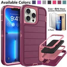 For iPhone 12 Pro Max 12 Pro 11 Case Shockproof Kickstand Cover Tempered Glass