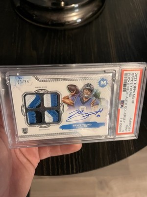 Topps 2023 Motif Bryce Young MRRQ-BY RC Auto Quad Relic Jersey /99 PSA 9