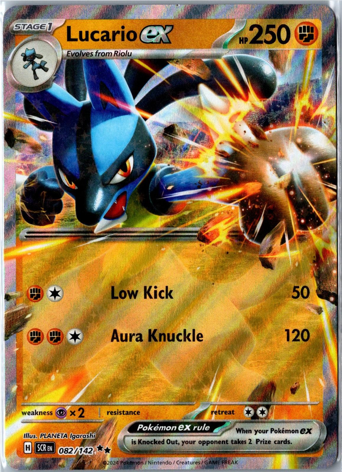 Pokemon Card - Lucario ex Stellar Crown 82/142 2024 Double Rare Lightly Played