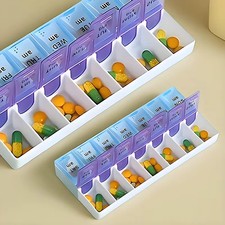7-Day Pill Organizer 14 Compartments 2 Times a Day AM PM Travel Medicine Box