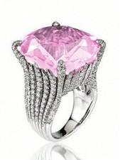 Silver Cushion Cut Pink CZ Statement Ring Women Sizes 5 6 7 8 9 10 11 12