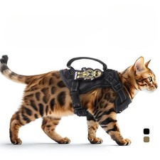 Tactical Cat Harness Escape Proof Adjustable Pet Vest for Cats Outdoor Walking