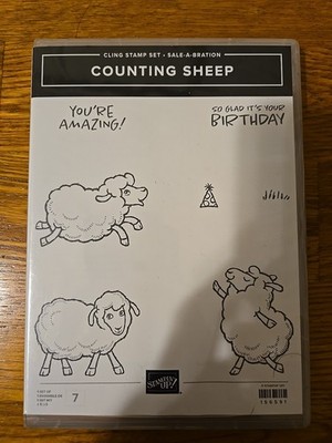 Stampin' Up- COUNTING SHEEP 156591- Rubber Cling Stamp Set- WITH DIES 156600
