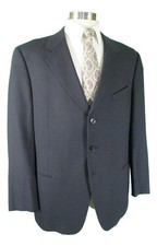 Armani Collezioni Mens Black 3 Btn Sport Coat 46R Italy