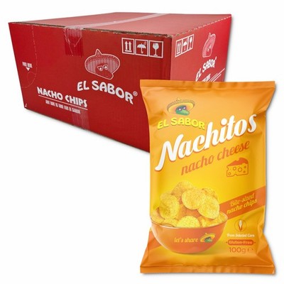 (10,37 /1kg) Nachitos Nacho Cheese, Chips, 18 Beutel je 100g