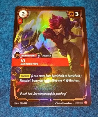 Vi Destructive Foil Rare 036/298 Origins Riftbound League of Legends | eBay