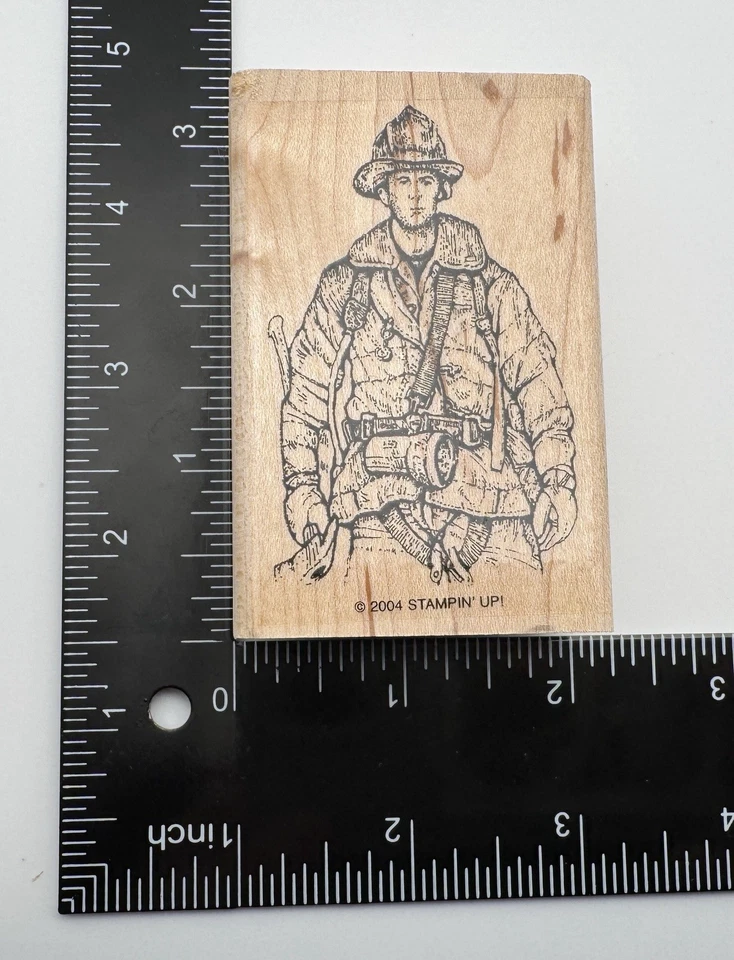 Fire Brigade STAMPIN UP Wood Stamp Set Stamps Firetruck Dalmatian Helmet Fighter - Image 4 of 4