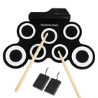 Electronic 7 Pad Drum Kit Mat Set Roll Up Digital Instrument Kids Toy Xmas Gift