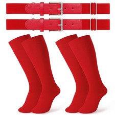 JASGOOD 2 Pack Baseball Socks and Belt Combo Set Softball Socks and Belts Ela...