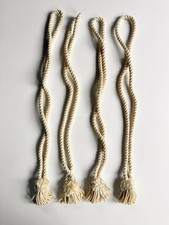 Set Of 4 Ivory Curtain Tie Backs Braided Rope w/ Tassels